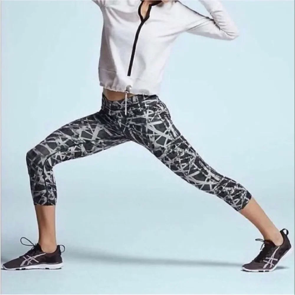 Athleta Floral Geo Sonar Leggings Slate Gray Size Small